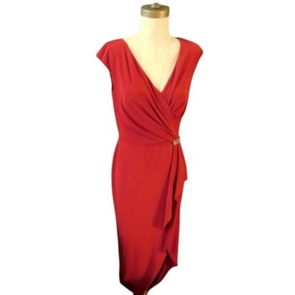 Ralph Lauren Size 4  dark red Dressy Event Formal Evening STRETCH Sleeveless Dre - Picture 1 of 3